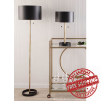 Lumisource L-HLTNTB AU+BK Hilton Contemporary Table Lamp in Black with Gold Accents 